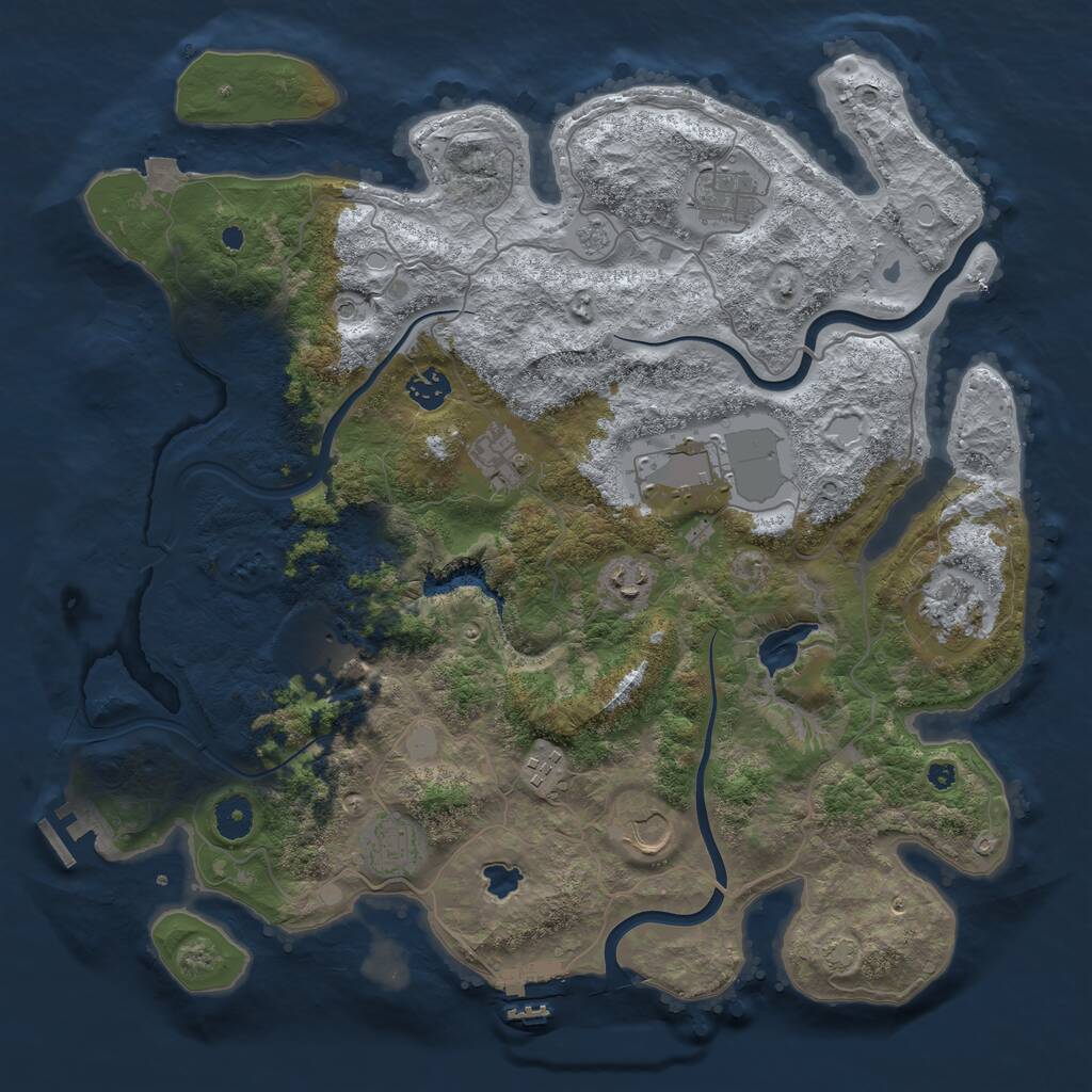 Rust Map: Procedural Map, Size: 4000, Seed: 83700690, 18 Monuments