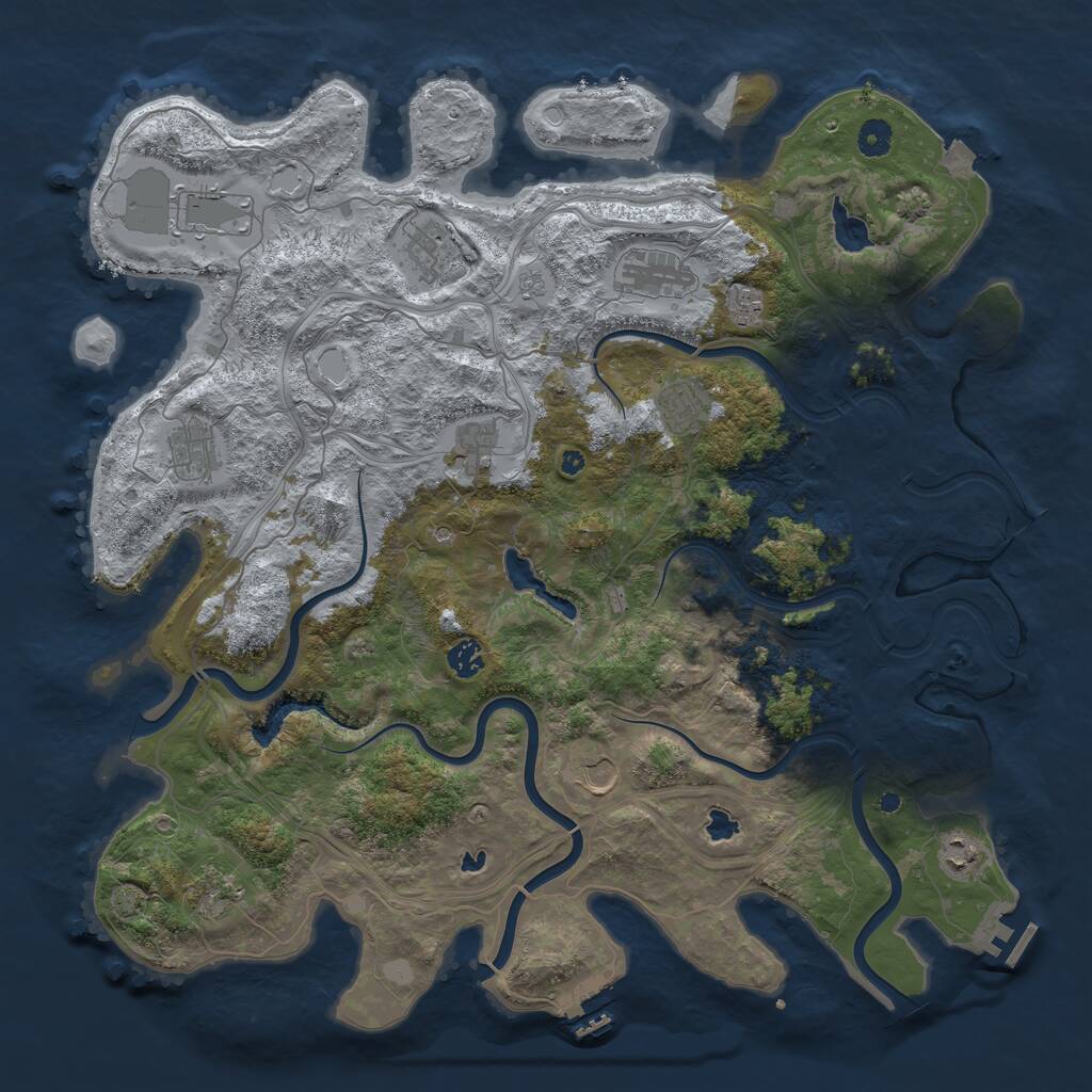 Rust Map: Procedural Map, Size: 4500, Seed: 46693, 17 Monuments