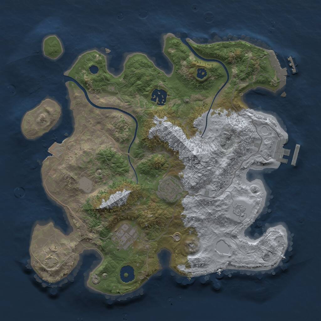 Rust Map: Procedural Map, Size: 3000, Seed: 1703715997, 8 Monuments