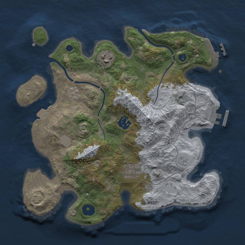 Rust Map: Procedural Map, Size: 3000, Seed: 1703715997, 10 Monuments