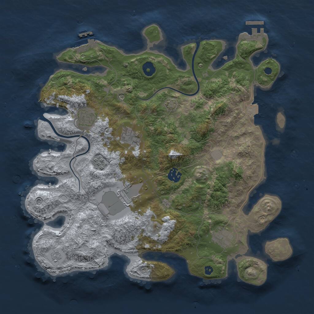 Rust Map: Procedural Map, Size: 3500, Seed: 621039675, 12 Monuments