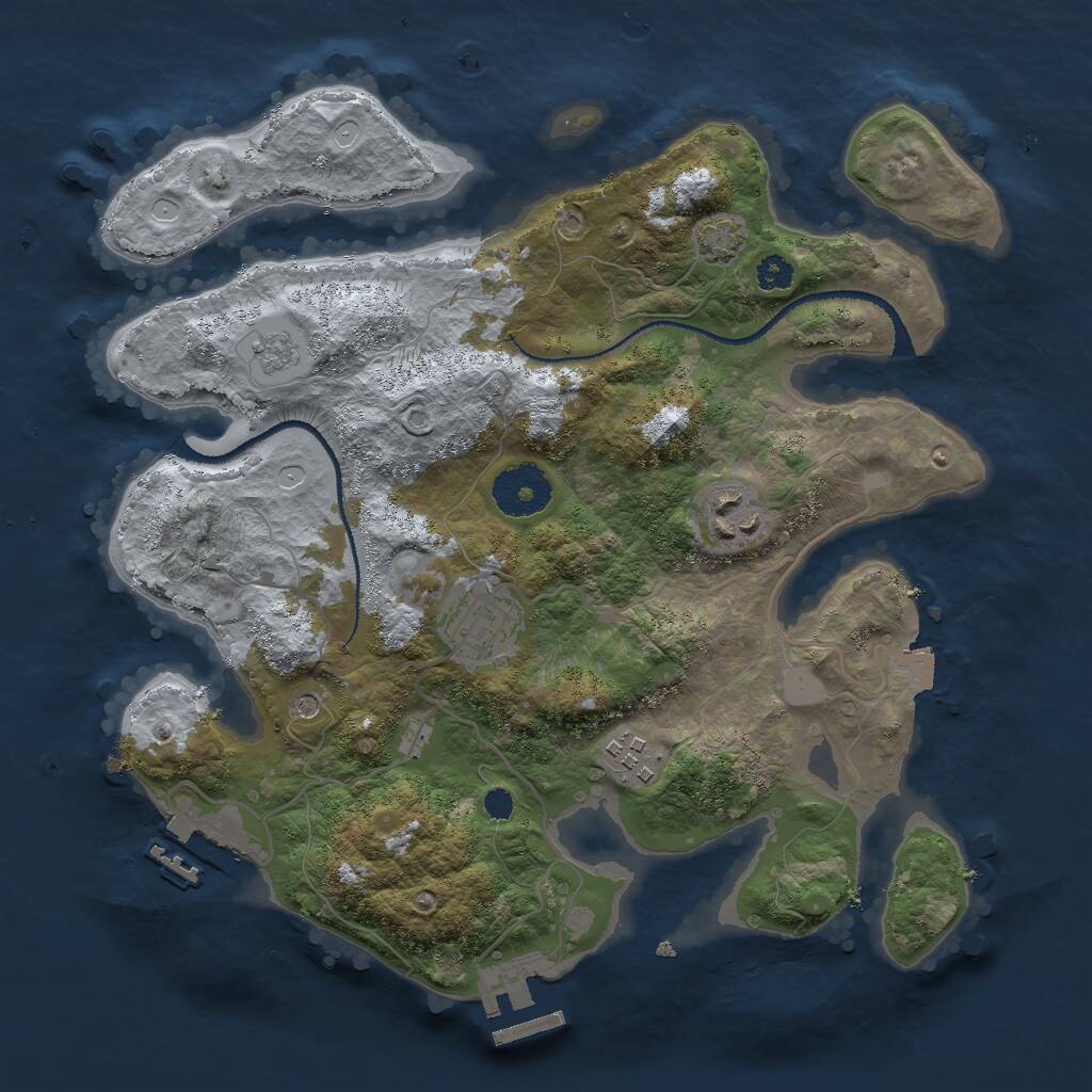 Rust Map: Procedural Map, Size: 3000, Seed: 322212908, 9 Monuments