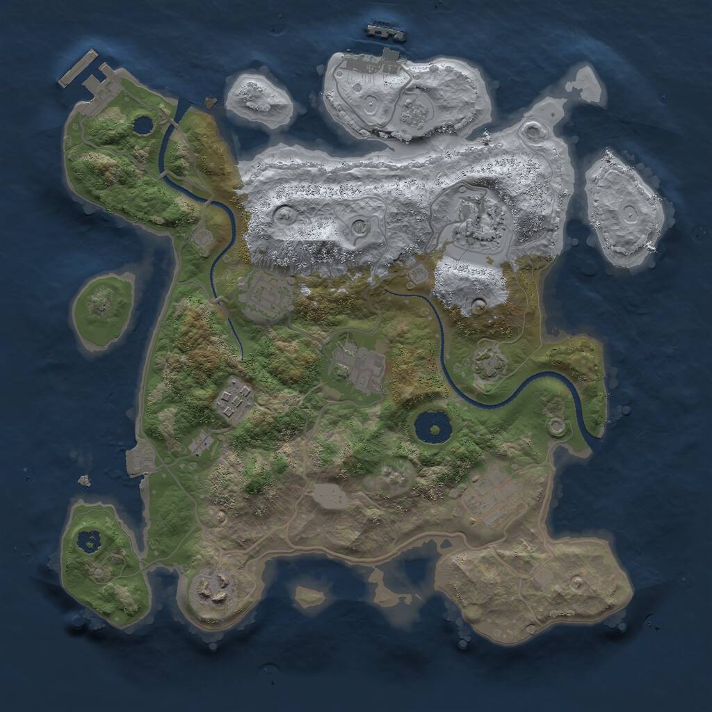 Rust Map: Procedural Map, Size: 3000, Seed: 902742286, 12 Monuments