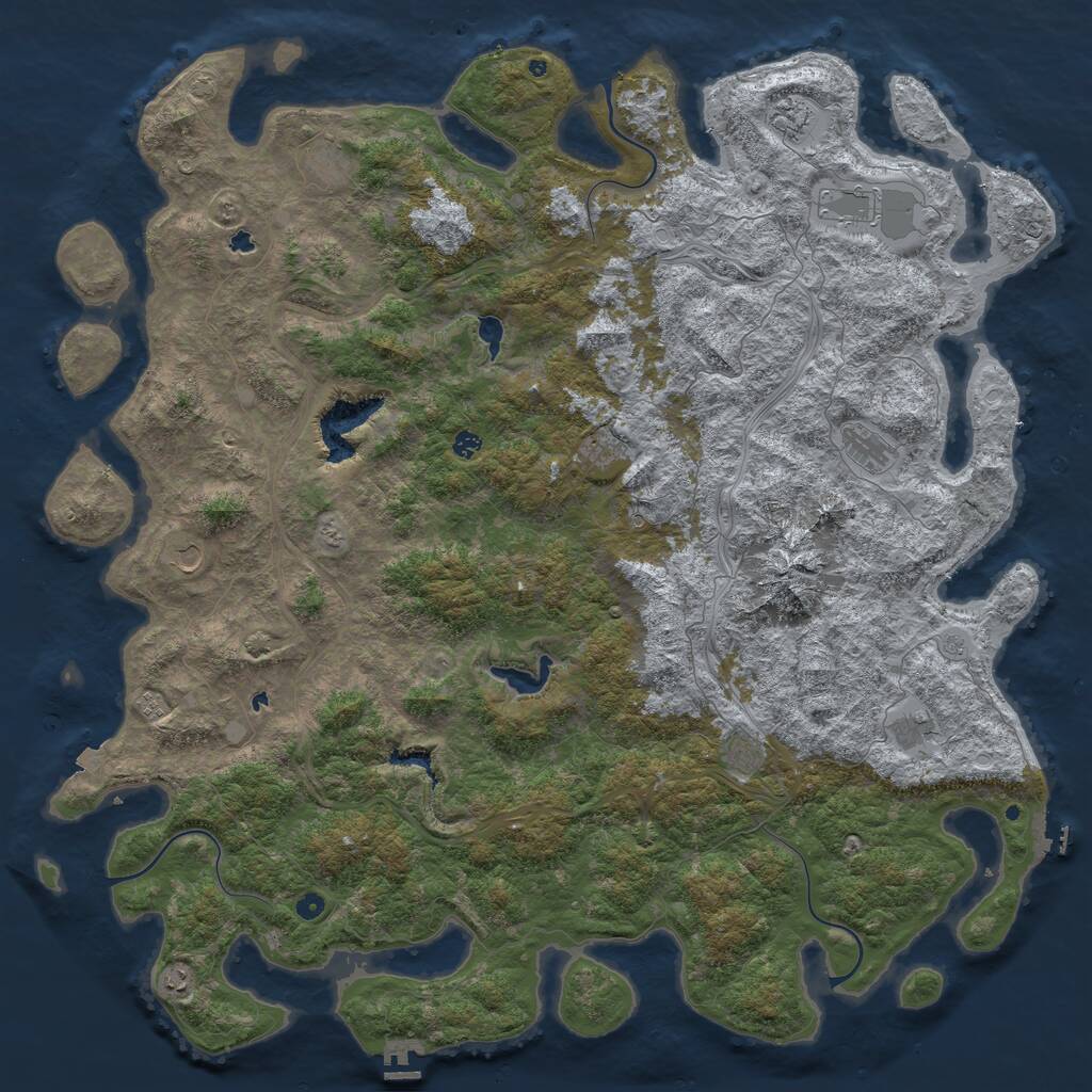 Rust Map: Procedural Map, Size: 5999, Seed: 68, 17 Monuments