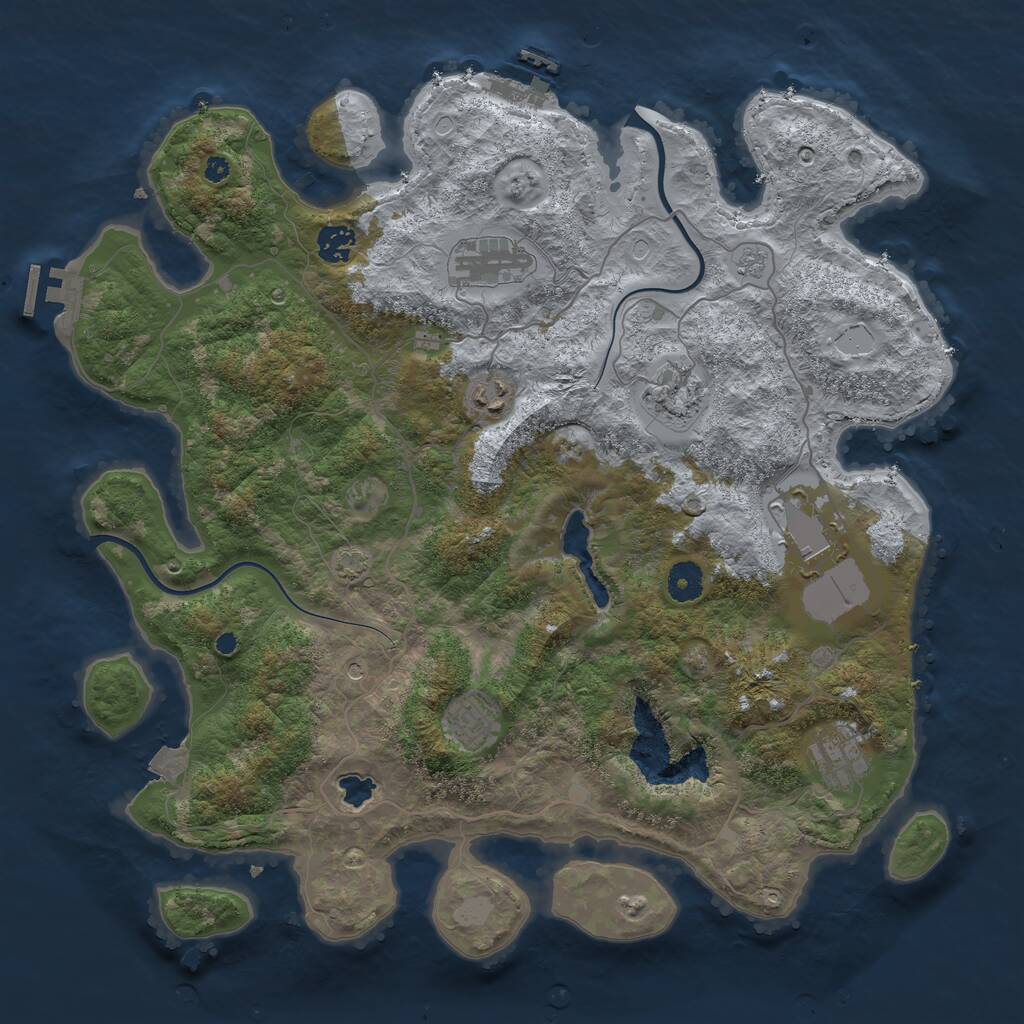 Rust Map: Procedural Map, Size: 4000, Seed: 821114283, 13 Monuments