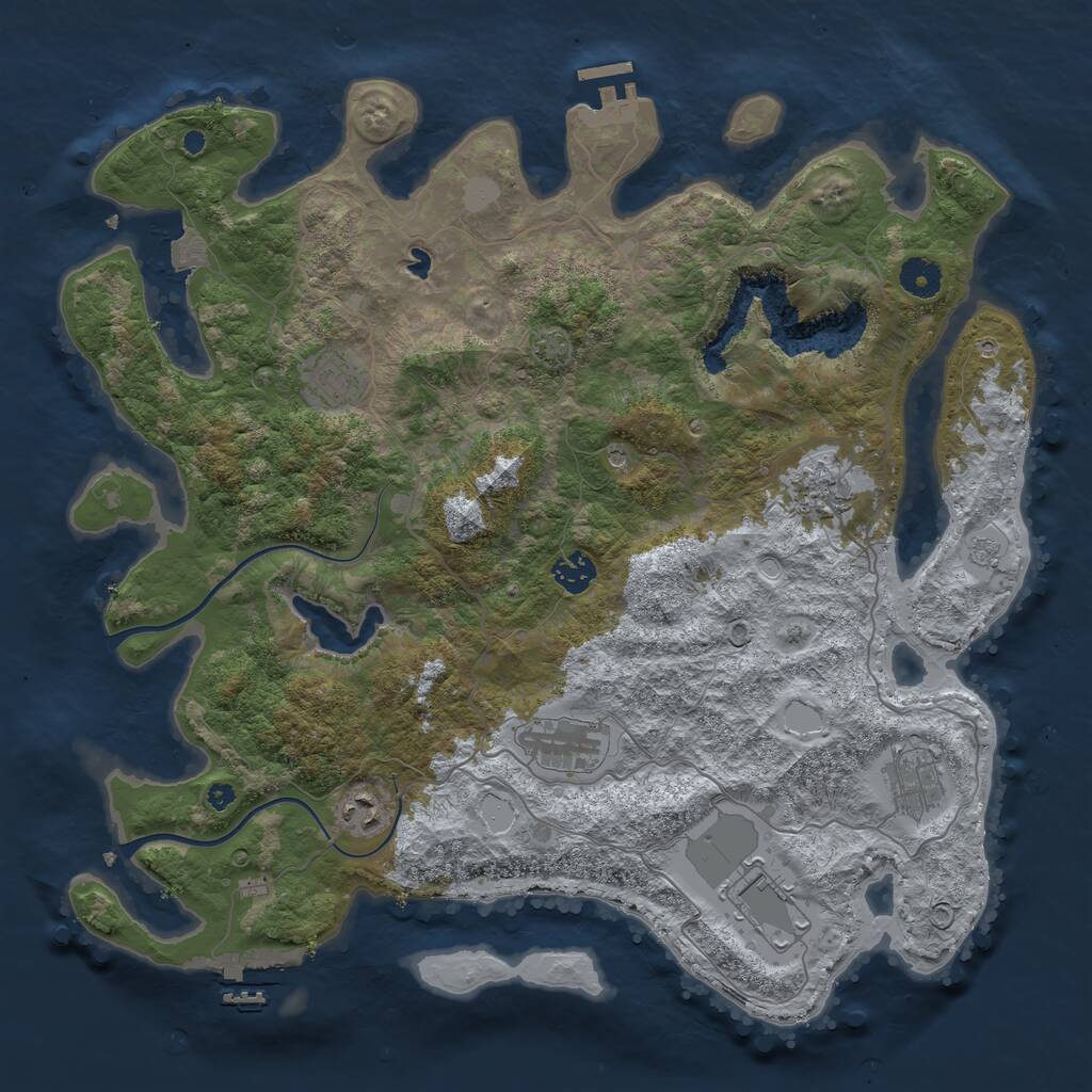 Rust Map: Procedural Map, Size: 4000, Seed: 775023102, 13 Monuments