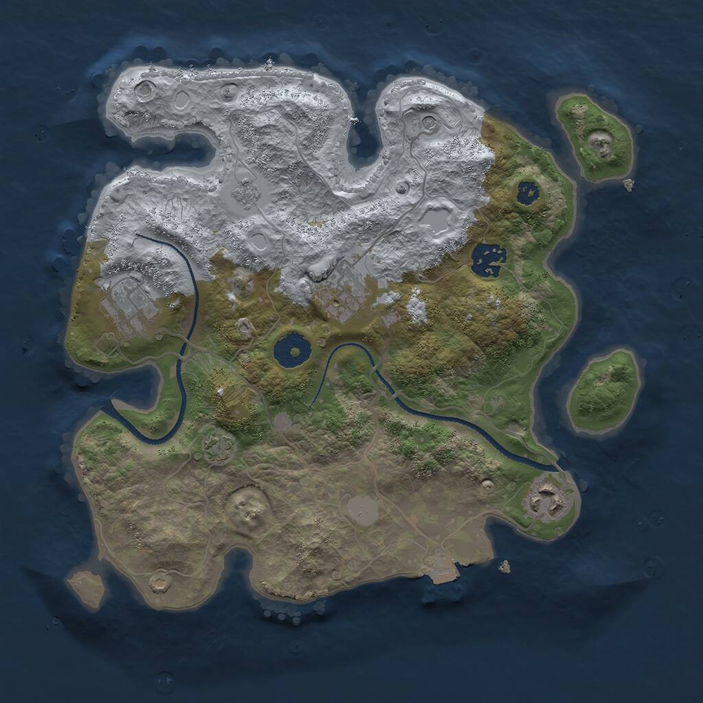 Rust Map: Procedural Map, Size: 3000, Seed: 97825, 8 Monuments