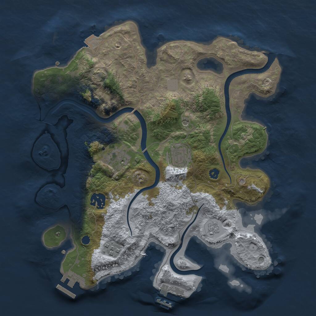 Rust Map: Procedural Map, Size: 3000, Seed: 1126771036, 10 Monuments