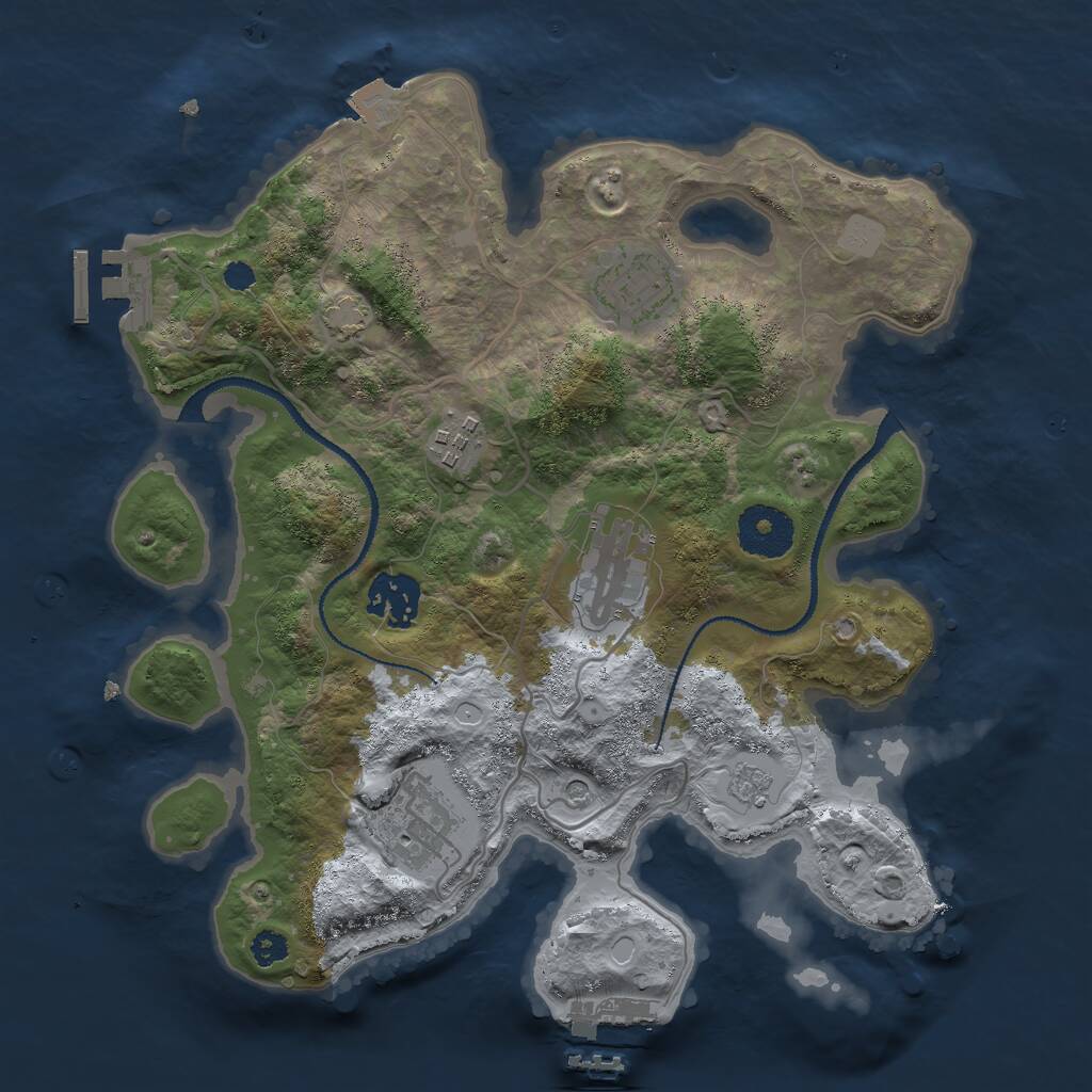 Rust Map: Procedural Map, Size: 3000, Seed: 1126771036, 11 Monuments