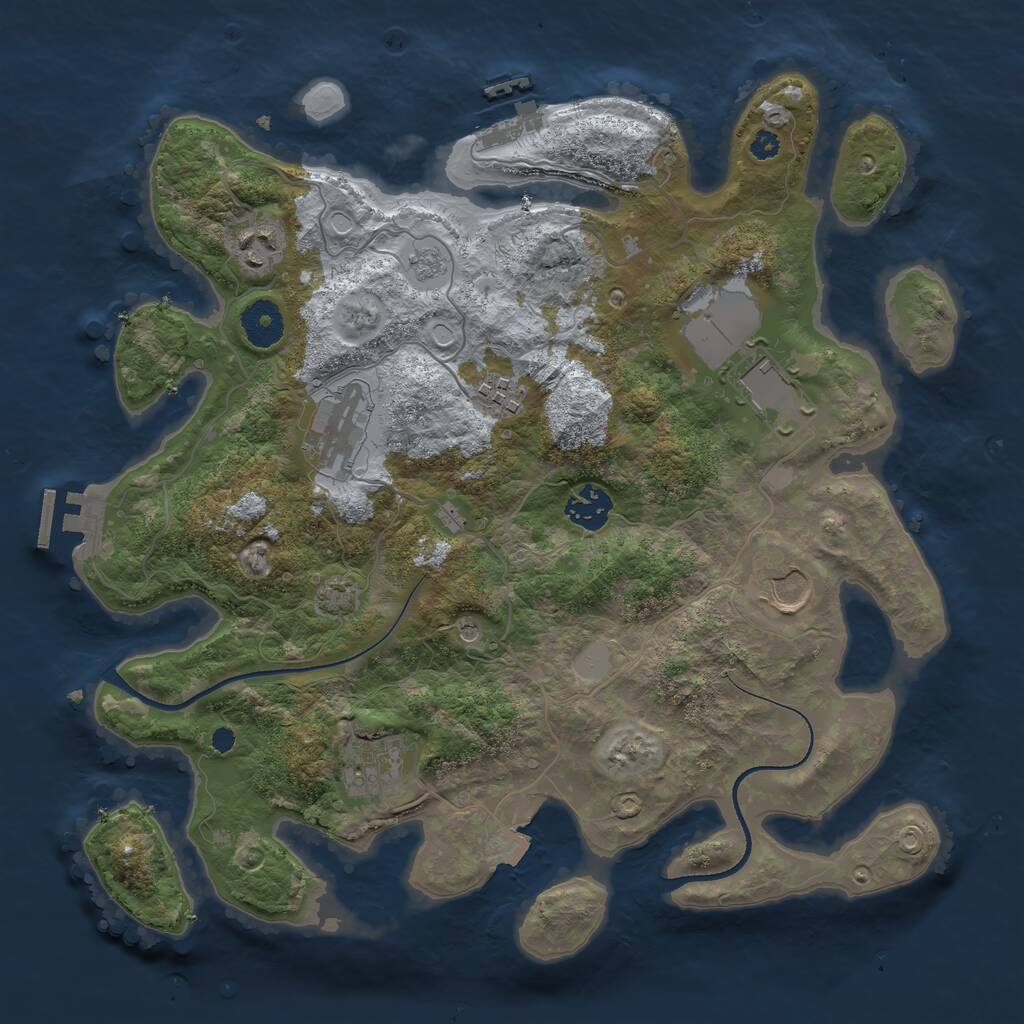 Rust Map: Procedural Map, Size: 3500, Seed: 1213582298, 13 Monuments