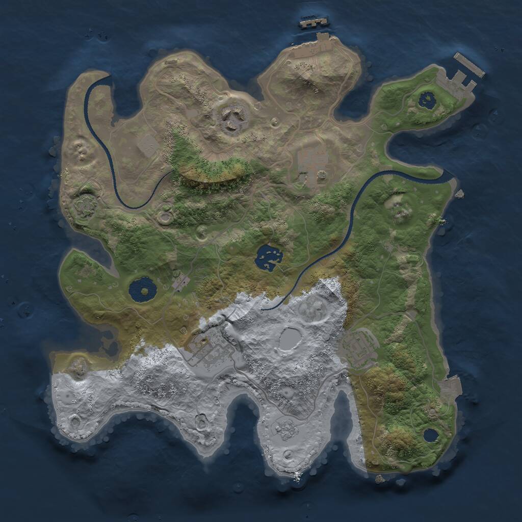 Rust Map: Procedural Map, Size: 3000, Seed: 1384308448, 10 Monuments