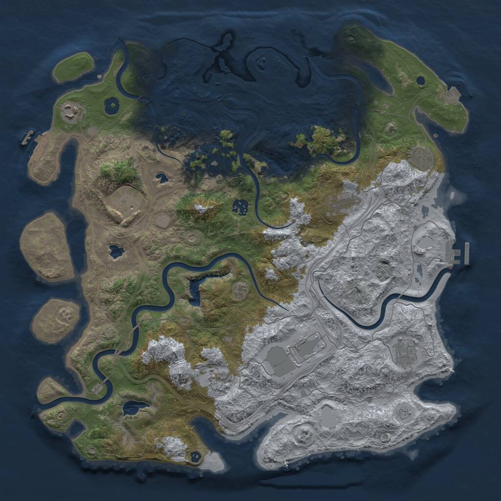 Rust Map: Procedural Map, Size: 4500, Seed: 752486689, 16 Monuments