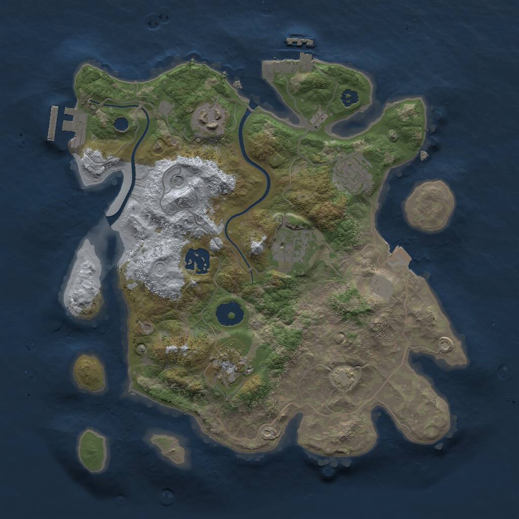 Rust Map: Procedural Map, Size: 3000, Seed: 1661010647, 10 Monuments