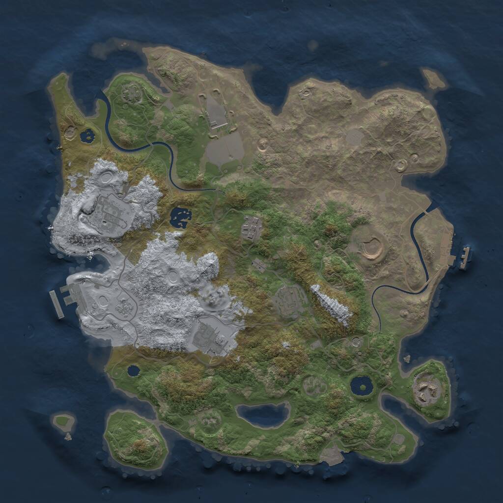 Rust Map: Procedural Map, Size: 3500, Seed: 444555, 14 Monuments