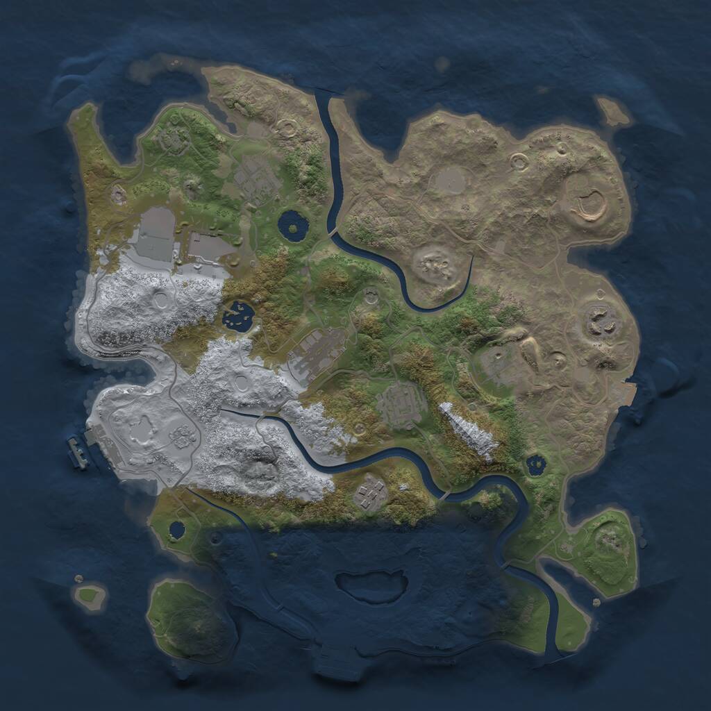 Rust Map: Procedural Map, Size: 3500, Seed: 444555, 15 Monuments