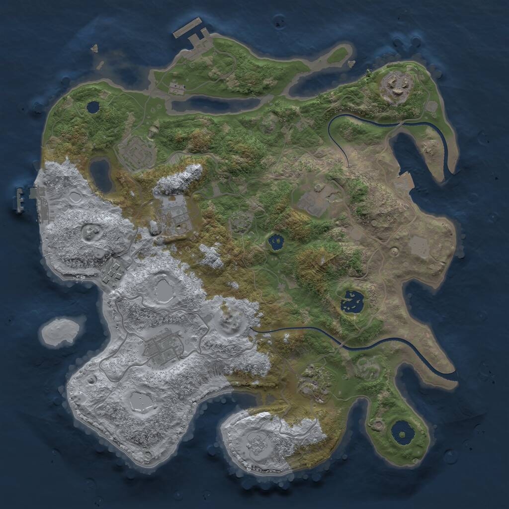 Rust Map: Procedural Map, Size: 3300, Seed: 83415, 13 Monuments