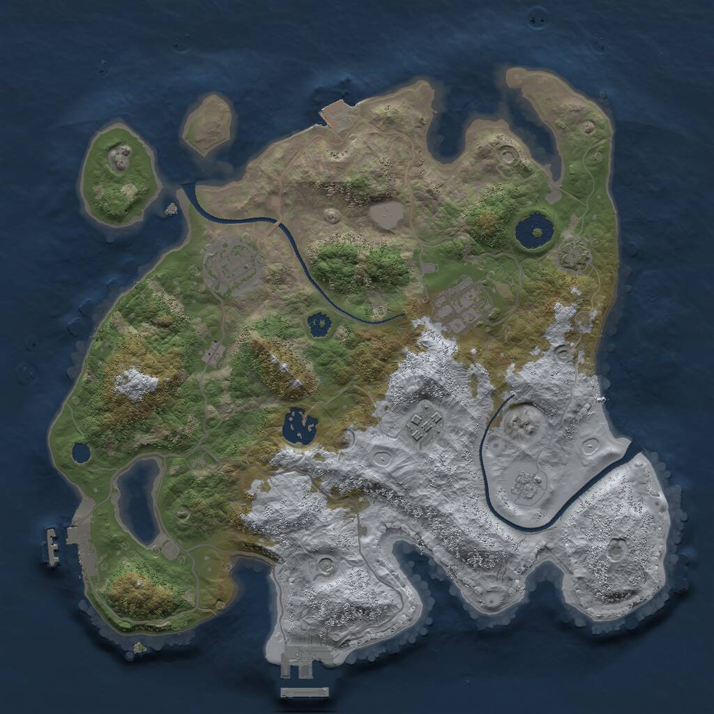 Rust Map: Procedural Map, Size: 3000, Seed: 1936450871, 10 Monuments