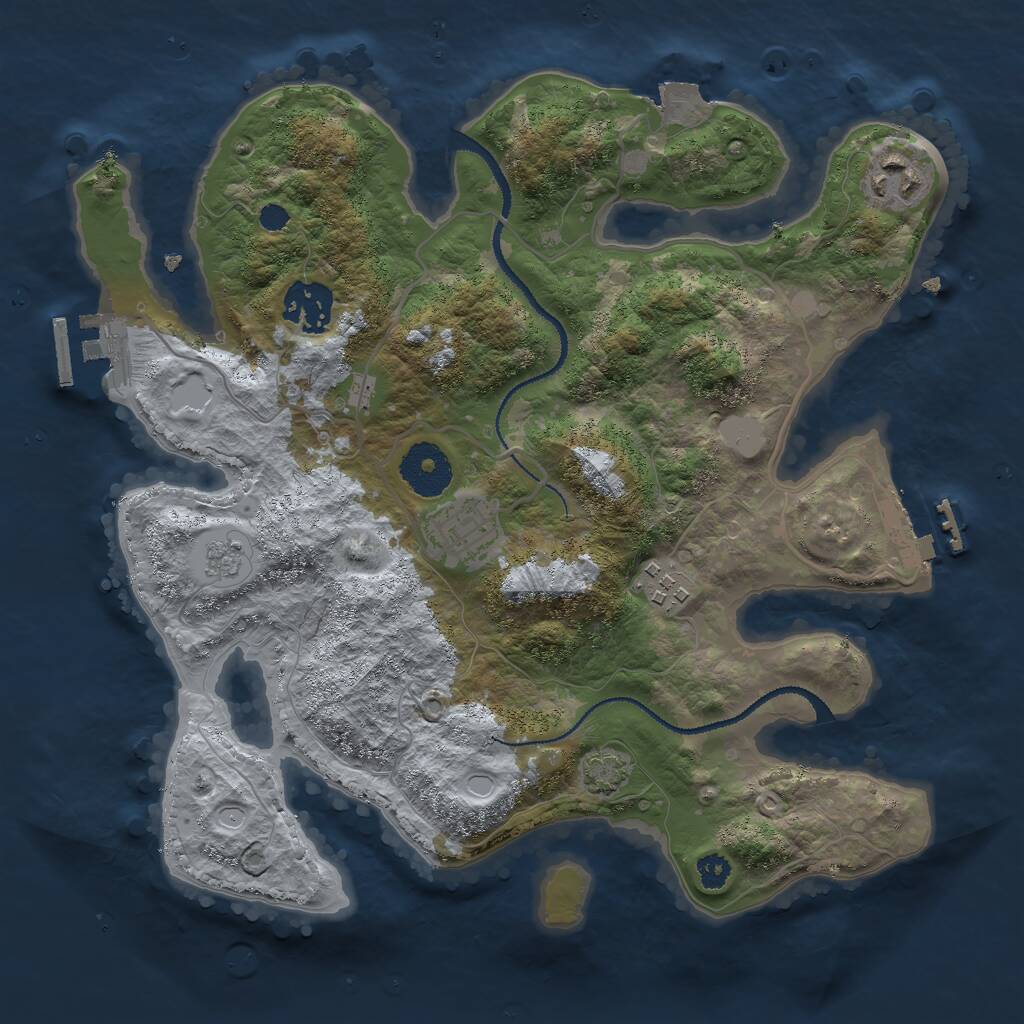 Rust Map: Procedural Map, Size: 3000, Seed: 1077152473, 9 Monuments