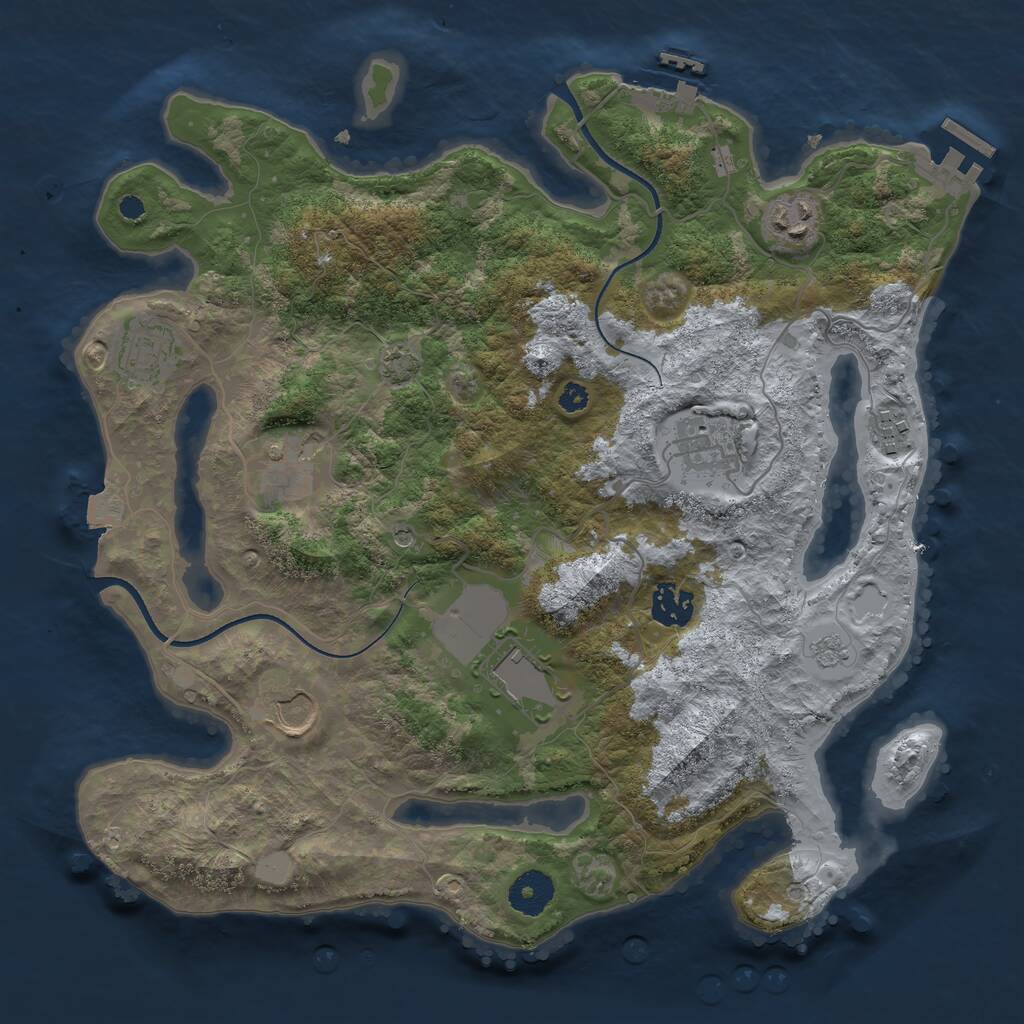 Rust Map: Procedural Map, Size: 3500, Seed: 918931630, 14 Monuments