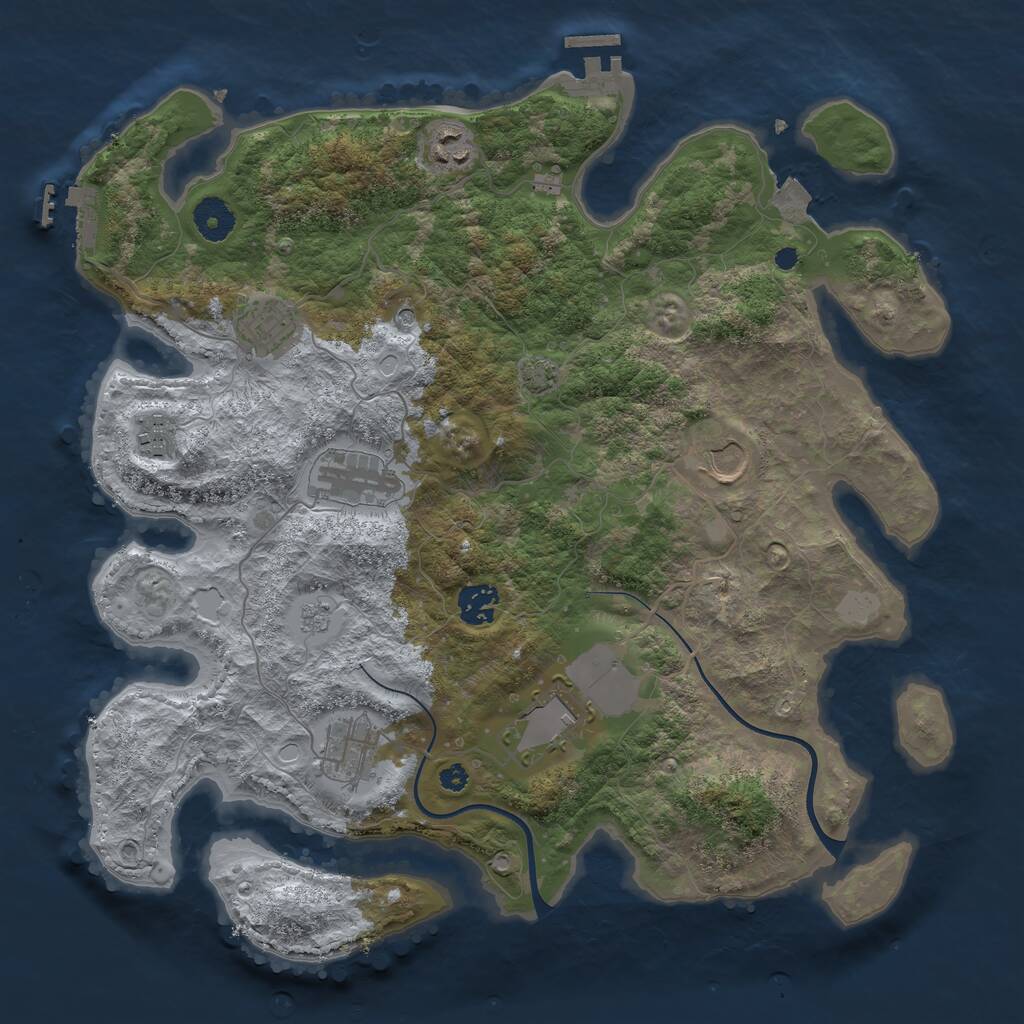 Rust Map: Procedural Map, Size: 3700, Seed: 473622588, 14 Monuments