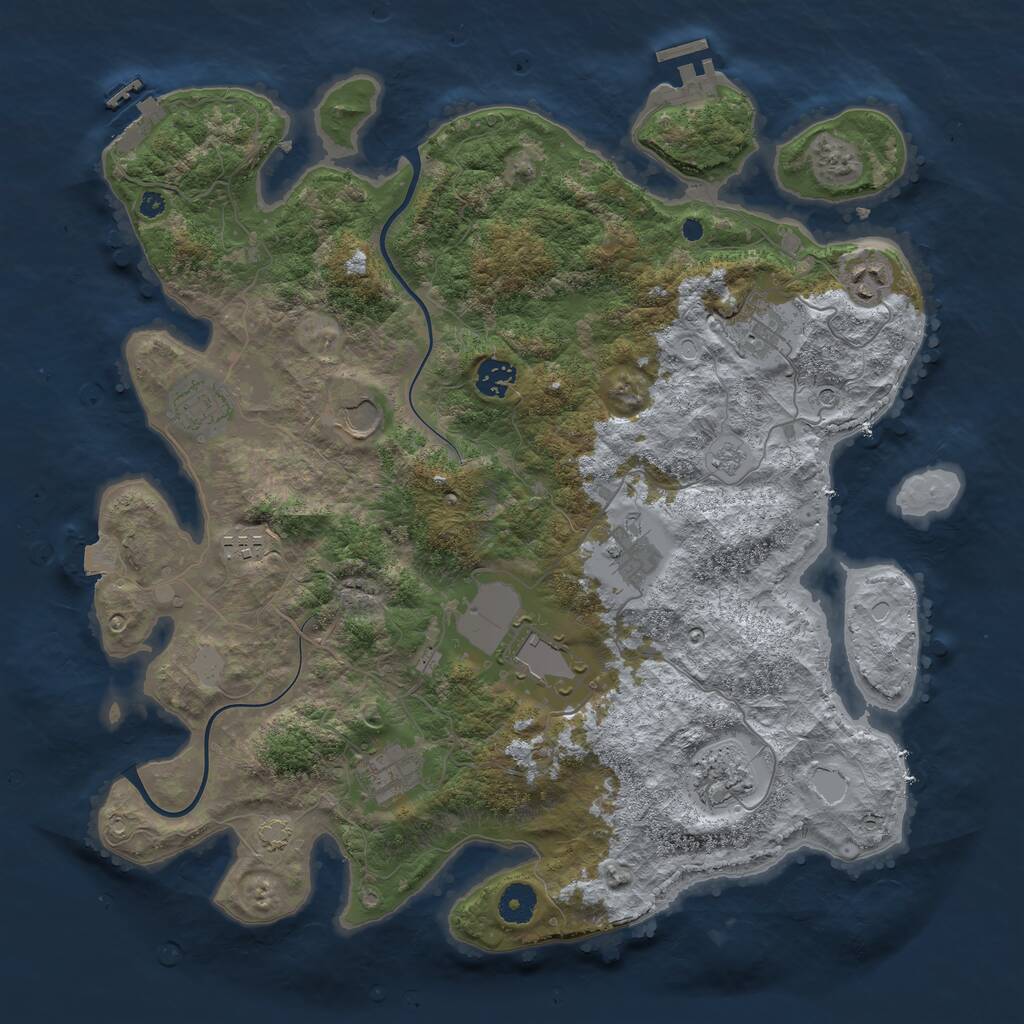 Rust Map: Procedural Map, Size: 3950, Seed: 49105152, 16 Monuments