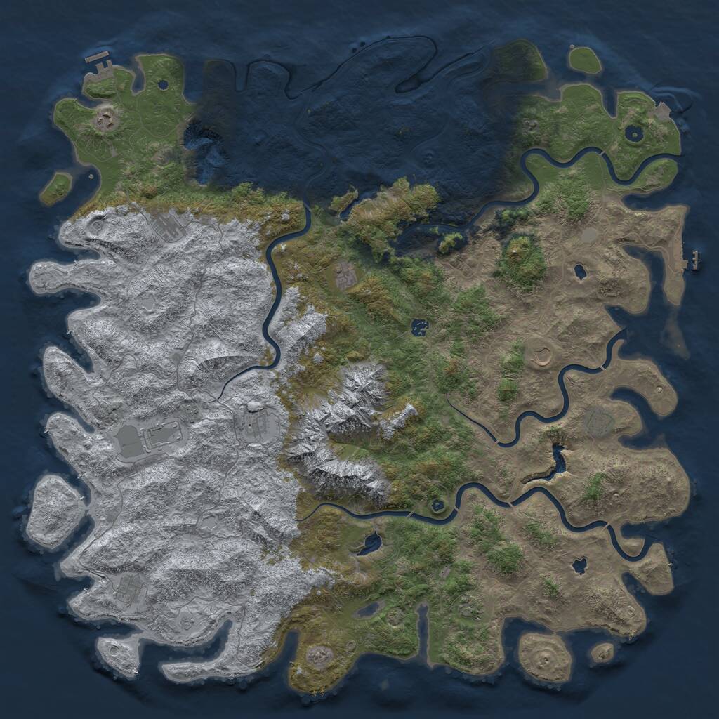 Rust Map: Procedural Map, Size: 6000, Seed: 57827632, 17 Monuments