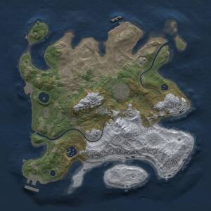 Thumbnail Rust Map: Procedural Map, Size: 3000, Seed: 96965, 7 Monuments