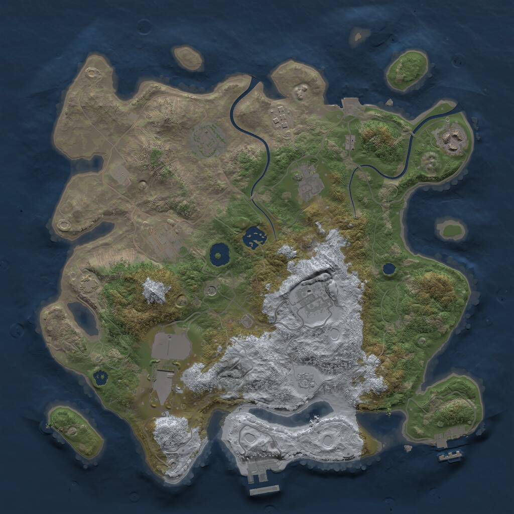 Rust Map: Procedural Map, Size: 3500, Seed: 250184327, 14 Monuments