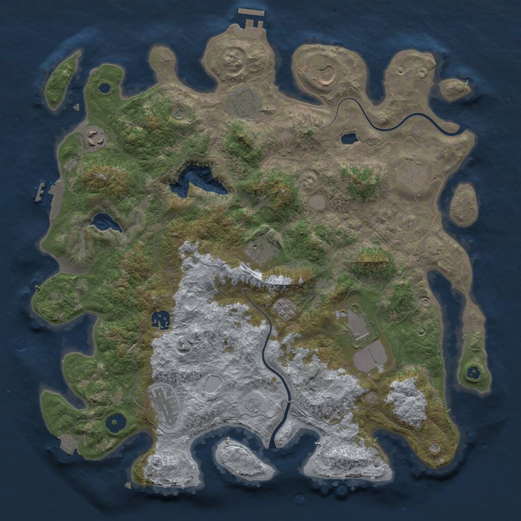 Rust Map: Procedural Map, Size: 4000, Seed: 2105697467, 15 Monuments