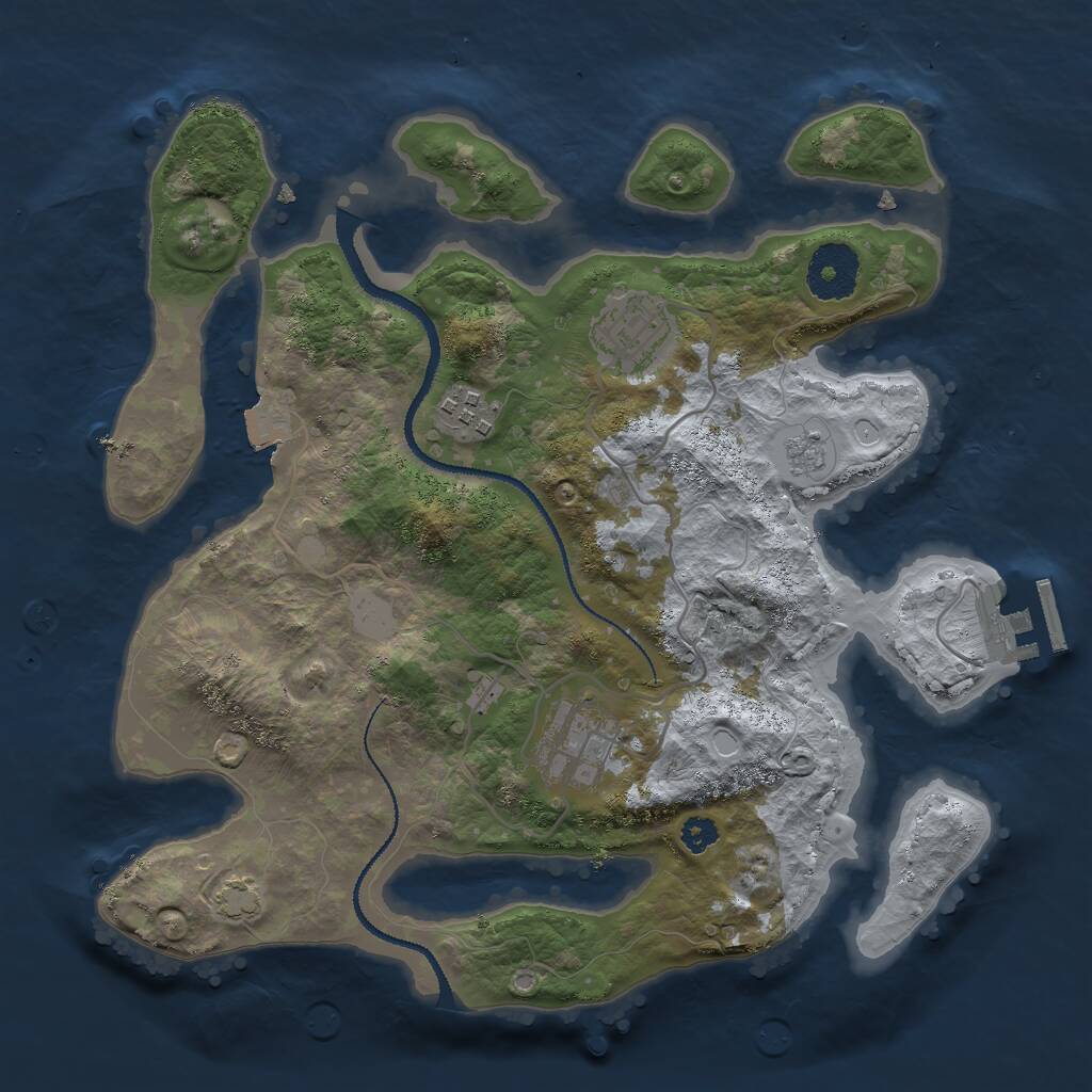 Rust Map: Procedural Map, Size: 3000, Seed: 1624855950, 7 Monuments