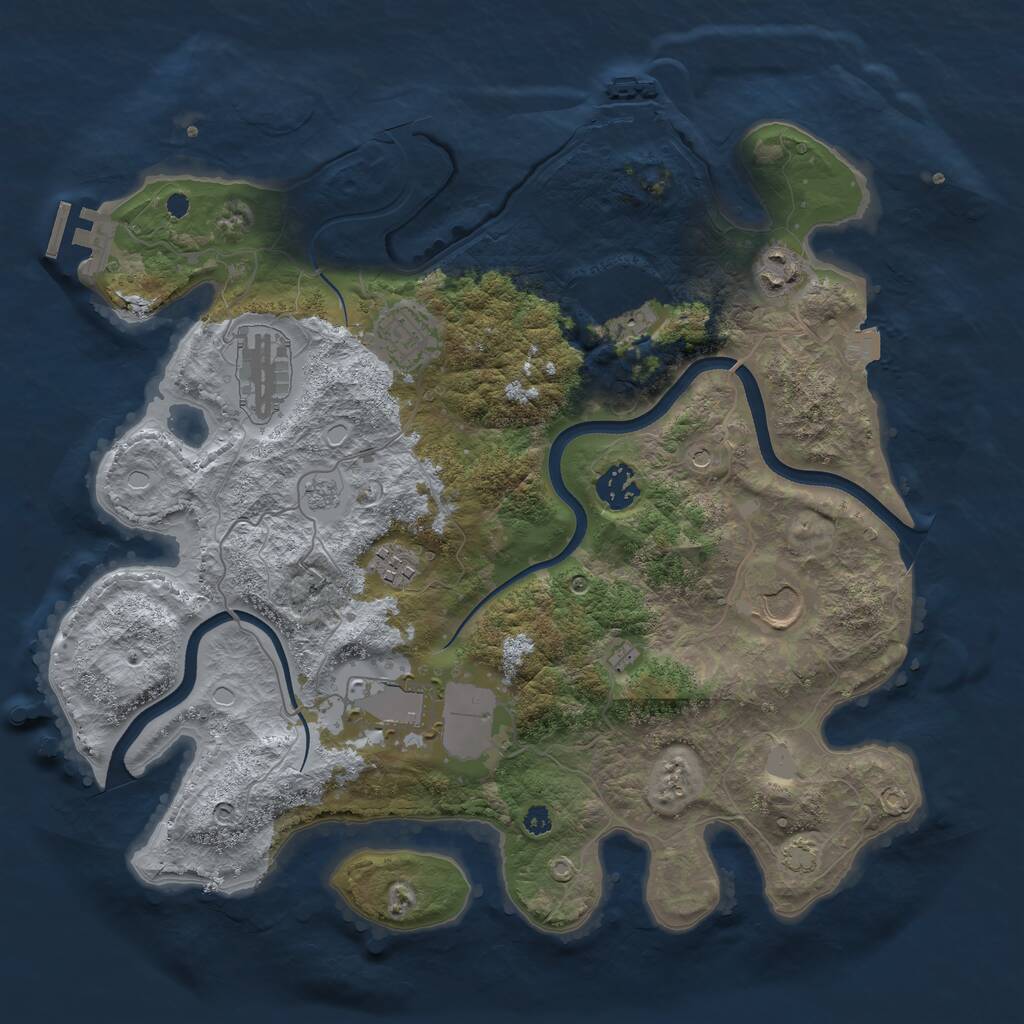 Rust Map: Procedural Map, Size: 3600, Seed: 1243, 14 Monuments