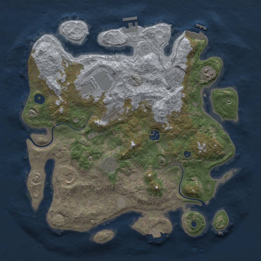 Rust Map: Procedural Map, Size: 3700, Seed: 398318029, 13 Monuments