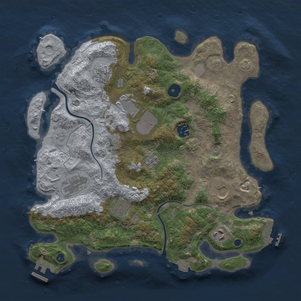 Rust Map: Procedural Map, Size: 3500, Seed: 1687943738, 14 Monuments