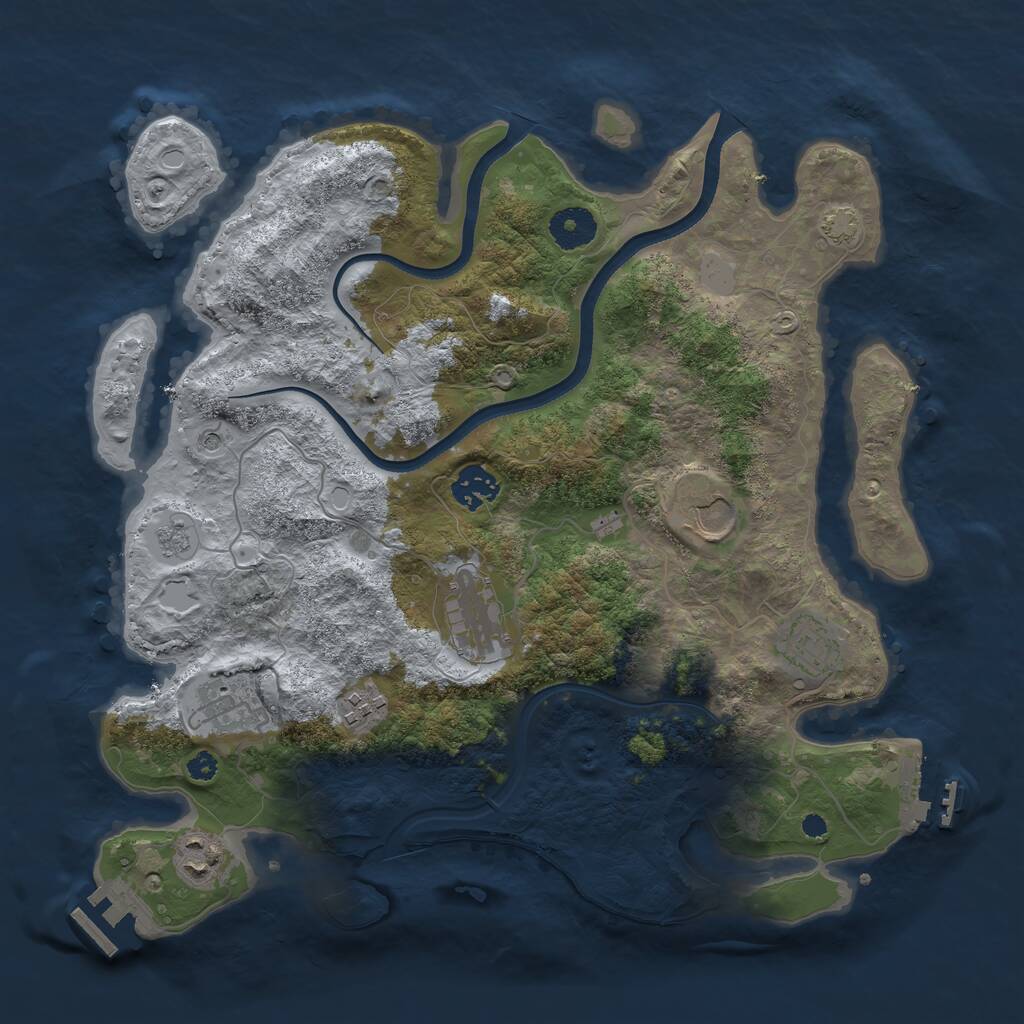 Rust Map: Procedural Map, Size: 3500, Seed: 1687943738, 13 Monuments