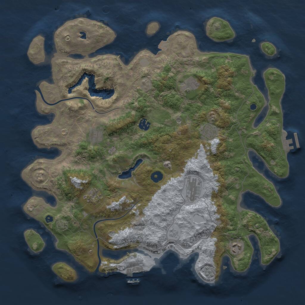 Rust Map: Procedural Map, Size: 4000, Seed: 203903991, 14 Monuments