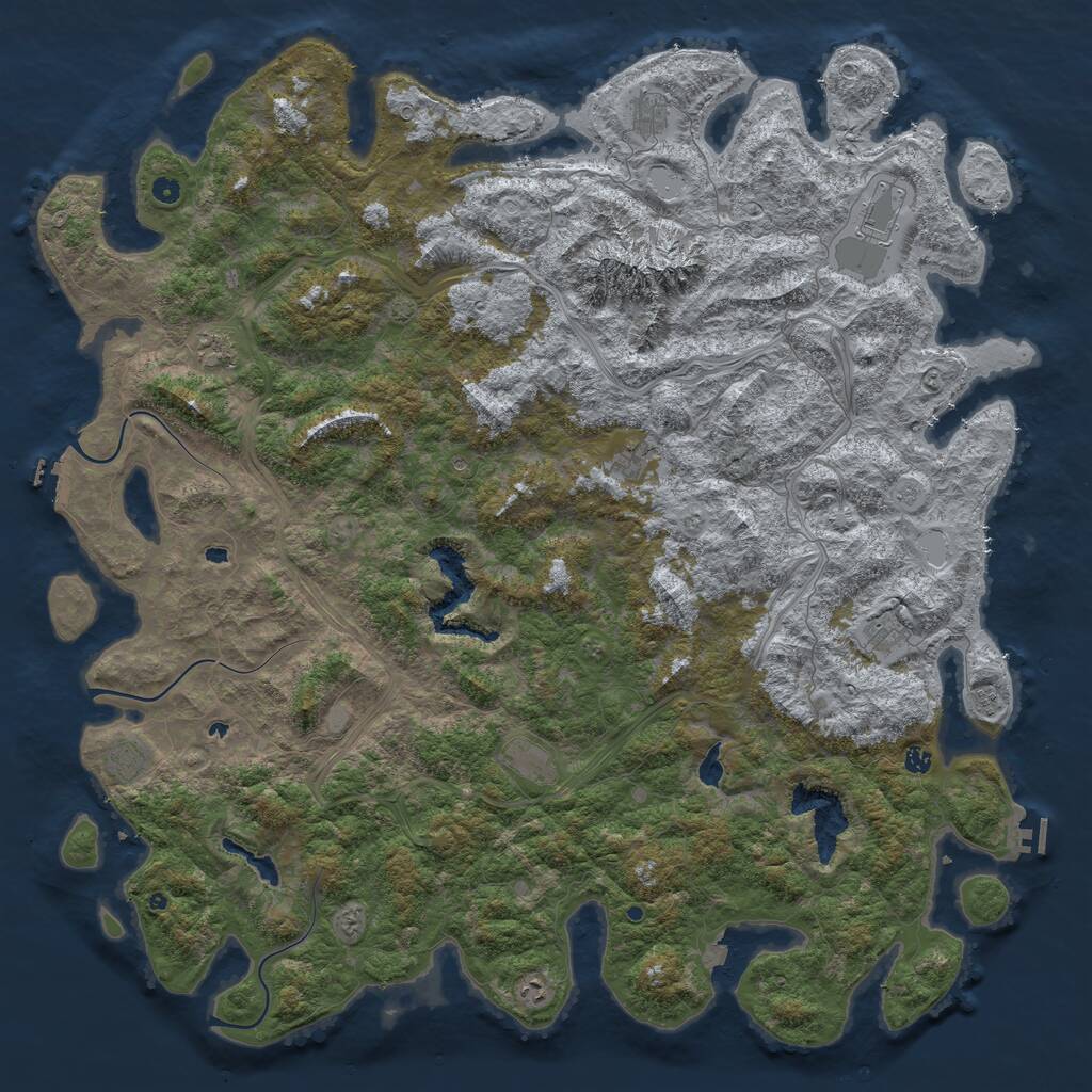 Rust Map: Procedural Map, Size: 6000, Seed: 185223806, 16 Monuments