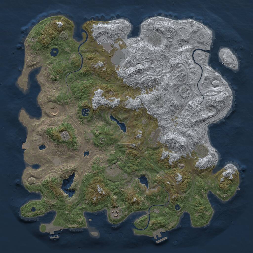 Rust Map: Procedural Map, Size: 4500, Seed: 65151, 16 Monuments