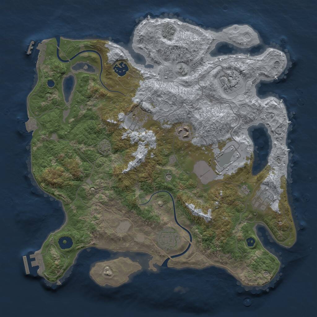 Rust Map: Procedural Map, Size: 3500, Seed: 1234897, 14 Monuments