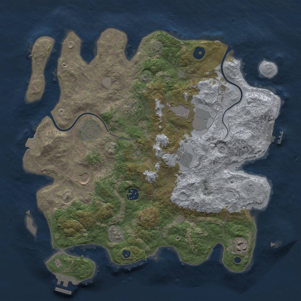 Rust Map: Procedural Map, Size: 3700, Seed: 1552000375, 13 Monuments