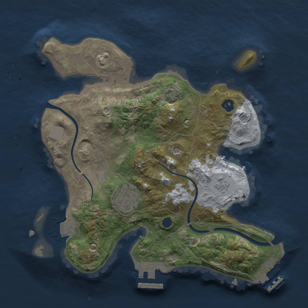 Rust Map: Procedural Map, Size: 2500, Seed: 536669745, 7 Monuments