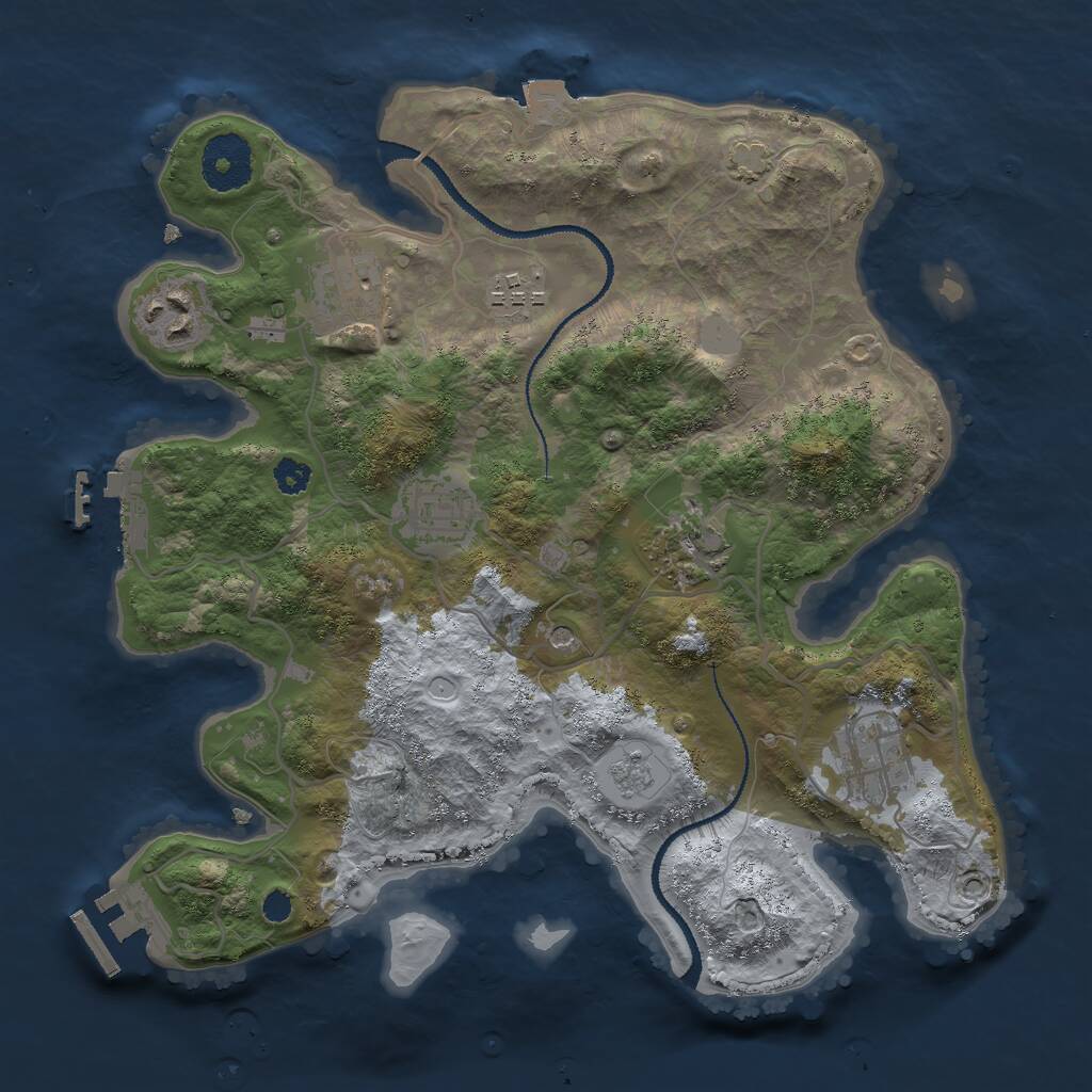 Rust Map: Procedural Map, Size: 3000, Seed: 1042873492, 12 Monuments