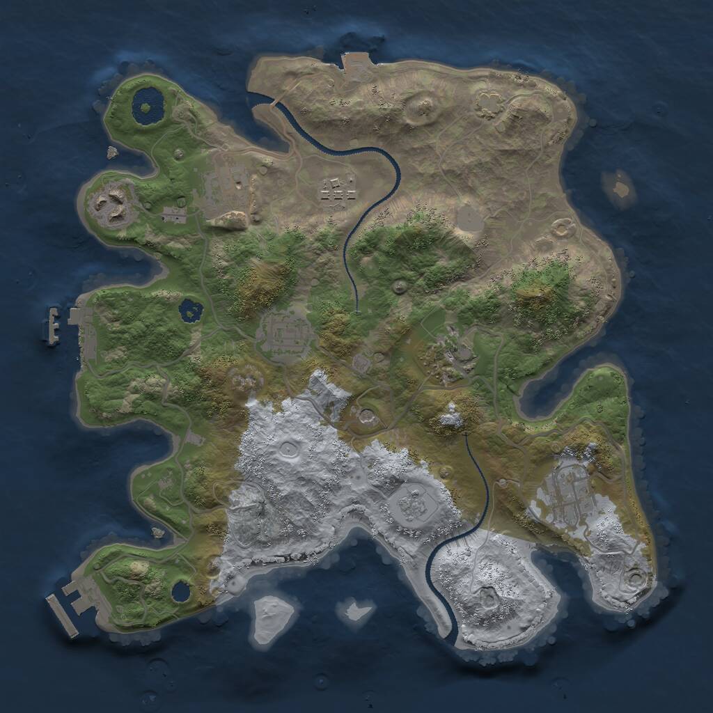 Rust Map: Procedural Map, Size: 3000, Seed: 1042873492, 14 Monuments