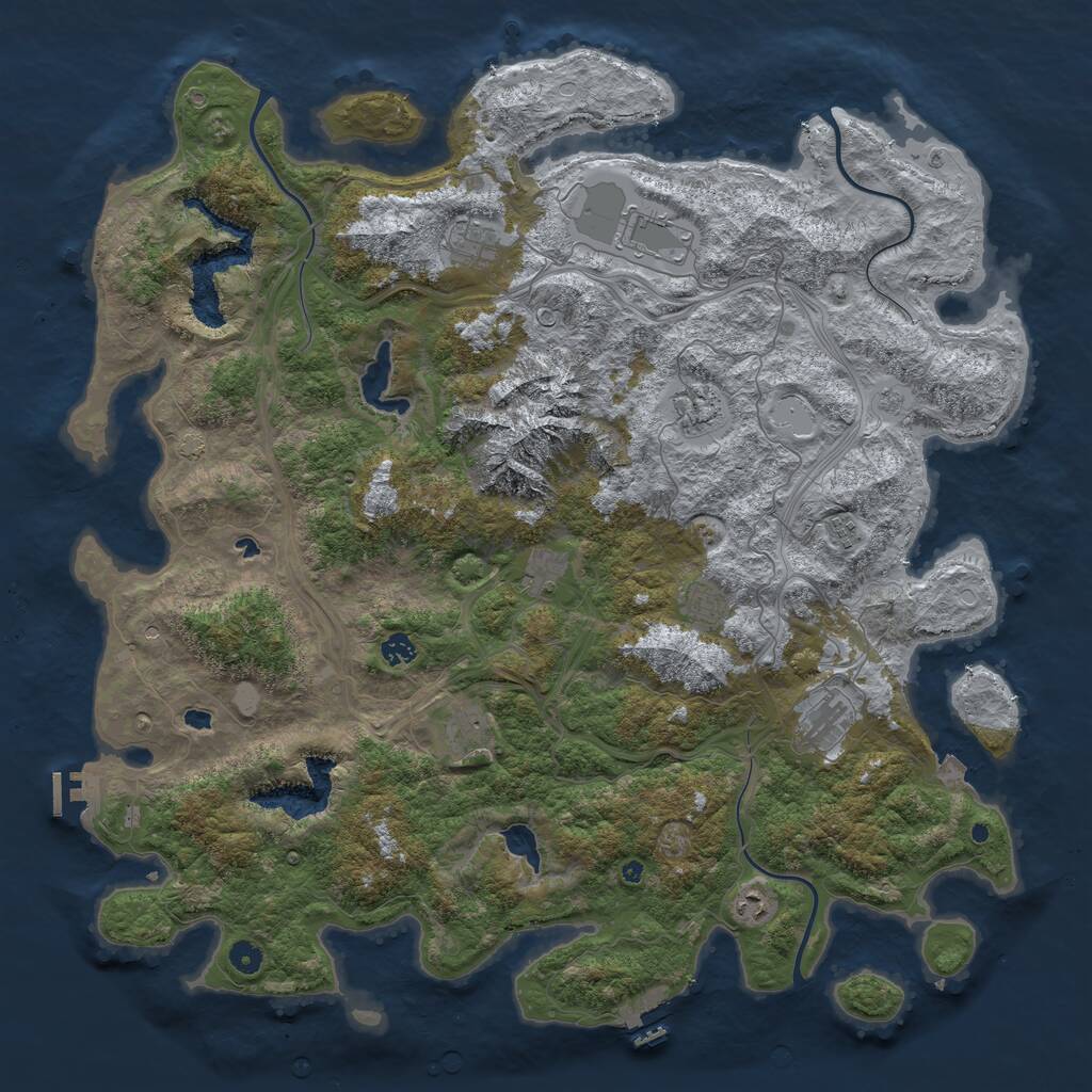 Rust Map: Procedural Map, Size: 5000, Seed: 65151, 18 Monuments