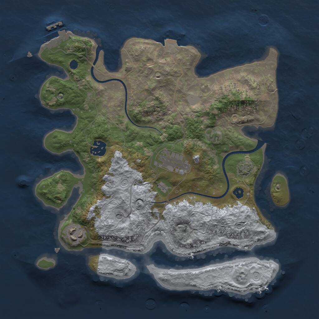 Rust Map: Procedural Map, Size: 3000, Seed: 1158050566, 7 Monuments