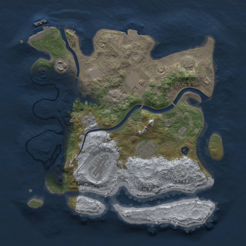 Rust Map: Procedural Map, Size: 3000, Seed: 1158050566, 9 Monuments