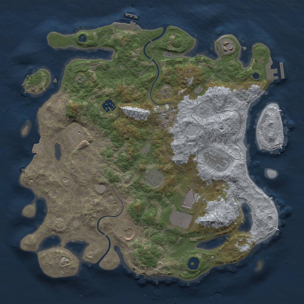 Rust Map: Procedural Map, Size: 3750, Seed: 1931376133, 14 Monuments