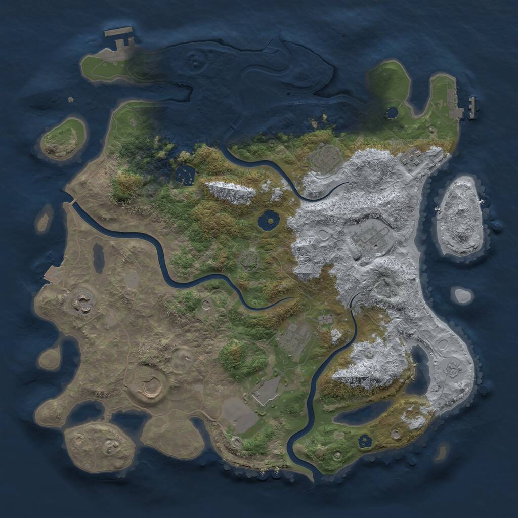 Rust Map: Procedural Map, Size: 3750, Seed: 1931376133, 14 Monuments