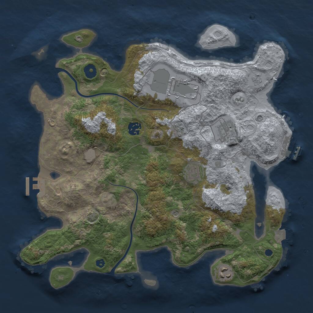 Rust Map: Procedural Map, Size: 3500, Seed: 65151, 12 Monuments