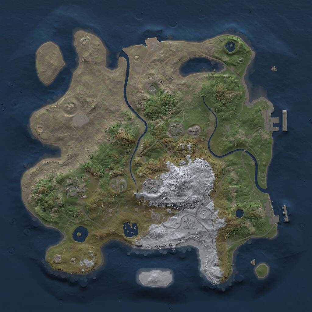 Rust Map: Procedural Map, Size: 3000, Seed: 274147306, 9 Monuments