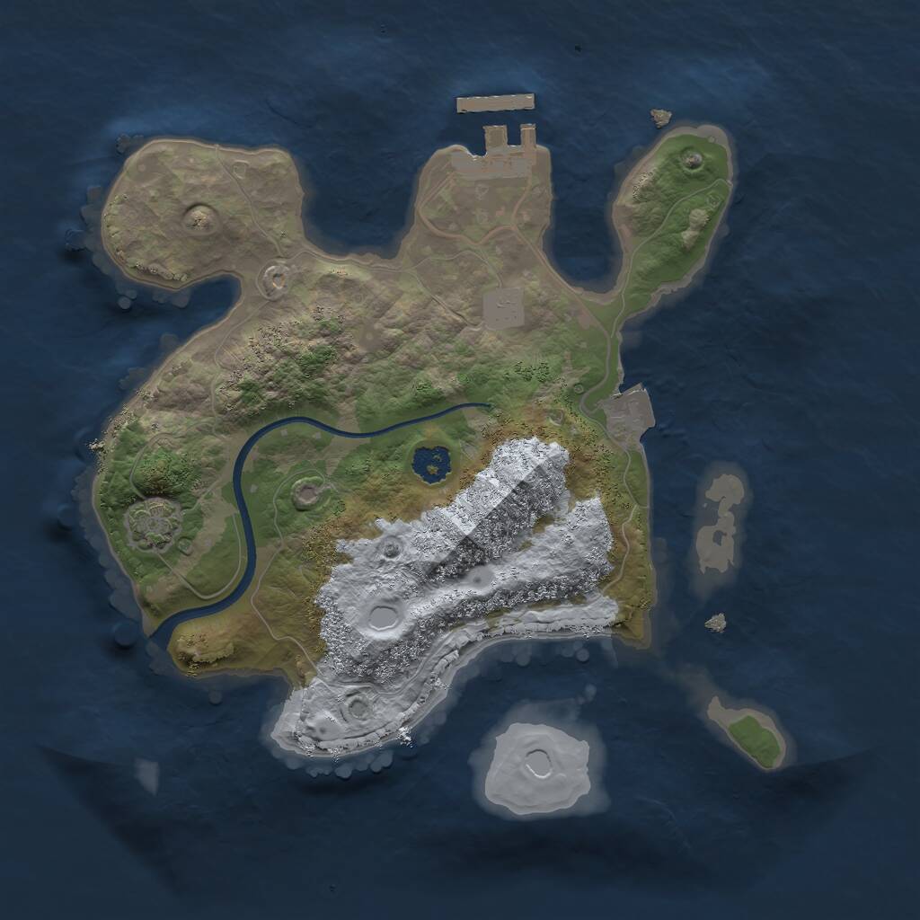 Rust Map: Procedural Map, Size: 2400, Seed: 50010, 3 Monuments